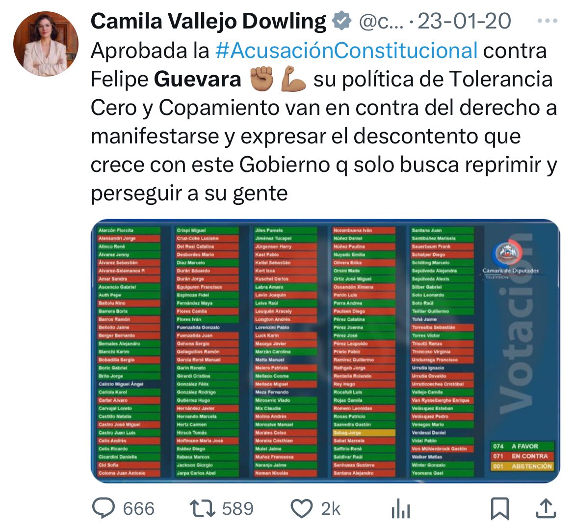 PierreCurieD's tweet photo. Acusaste Constitucionalmente a Felipe Guevara por tratar de poner orden en Plaza Italia, no conozco persona más mentirosa que @camila_vallejo https://t.co/2l7If66RZn