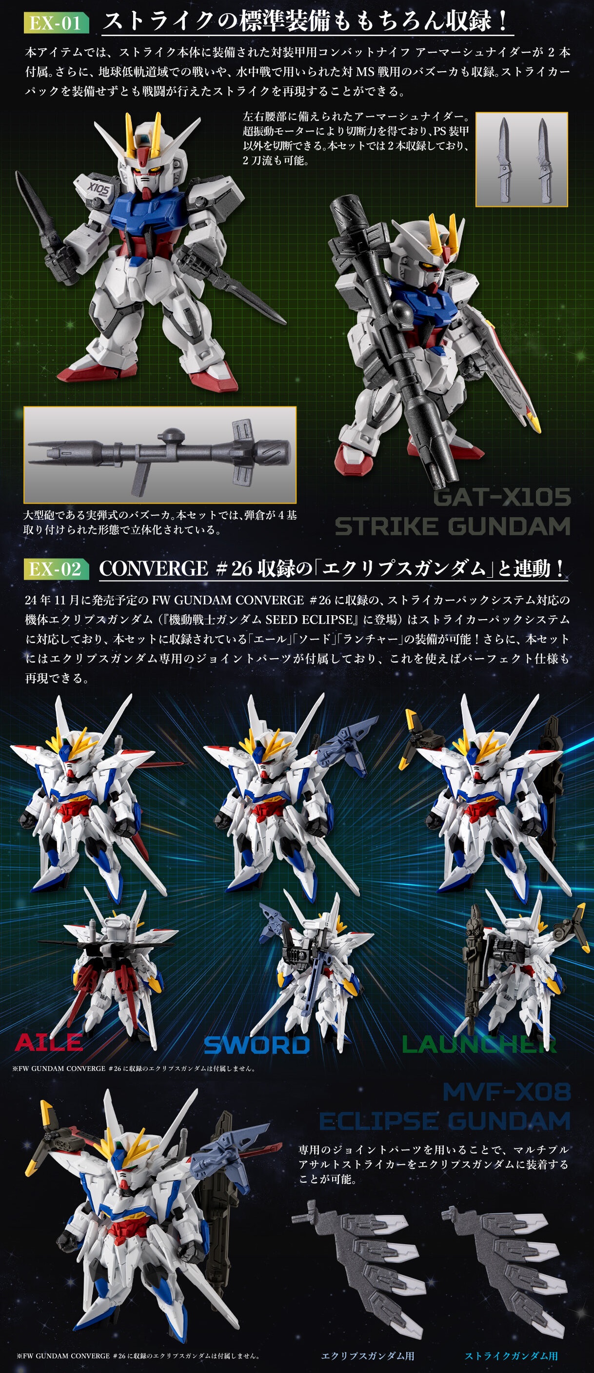FW GUNDAM CONVERGE CORE ガンダムコンバージ ストライクガンダム フルウェポンセット エクリプスガンダム