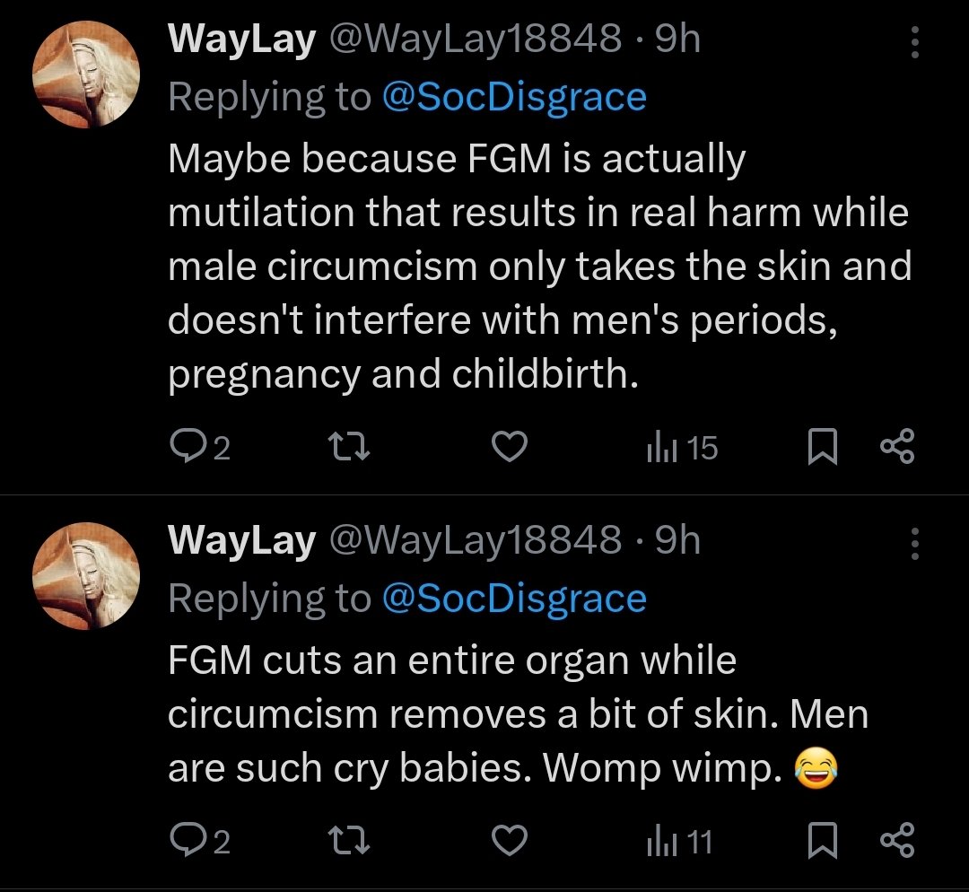 SocDisgrace's tweet photo. of fgm are still able to feel pleasure and even orgasm which people use as a defense for what's done to men. @DeanObeidallah @JohnFugelsang @Thom_Hartmann @MSignorile #EndCGM #equality #equalprotections #FGM #MGM #IGM https://t.co/DHRMVJVkq1