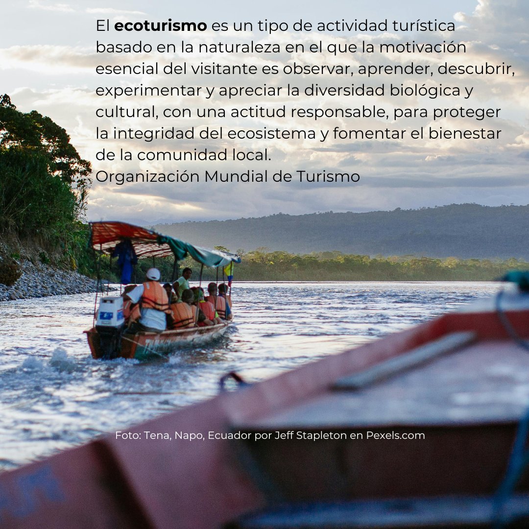 La motivación de los turistas extranjeros que llegan a #Ecuador es por el turismo de naturaleza o llamado Ecoturismo.

Y ese es el producto estrella de #TurismoEcuador

Ese es el camino: promoción turística especializada.

Comparte esta definición para recordar su significado.