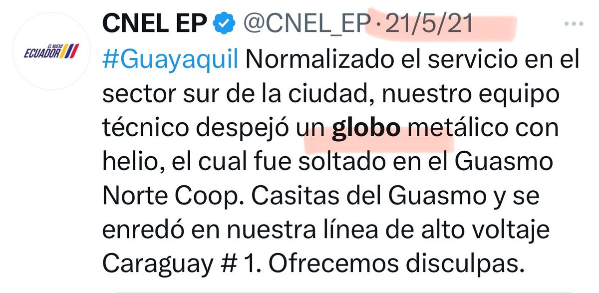 Arturo_M13's tweet photo. El cuento del globo 🎈 de @CNEL_EP es la vieja confiable. Ya mismo 4 horas sin energía y en ese lapso ha regresado y se ha ido al menos 2 veces. @ComunidLaAurora https://t.co/hbd0Jnu9T1