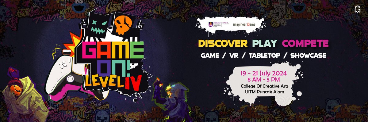 gamedesignuitm's tweet photo. *๐ฎ GAME ON! LEVEL IV ๐ฎ*
*Discover. Play. Compete.*
Join us for an exciting three-day event showcasing the students' amazing game art and development work!
The event is open to everyone.
Bring your friends and family!
Letโs gather and have fun! *@GameOn! Level IV*
#GameOnLevel4 https://t.co/Ne3wMoh4Zw