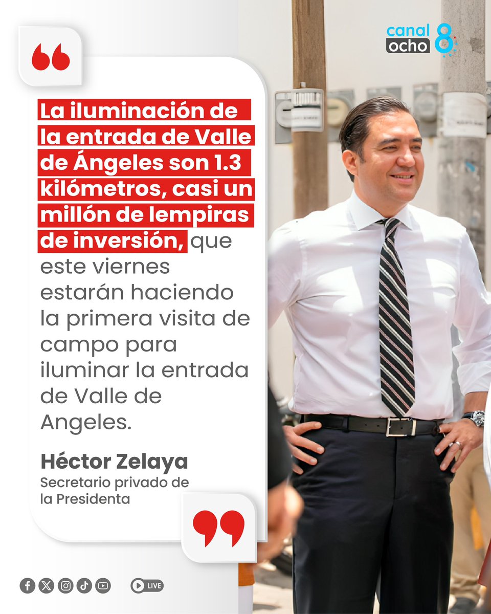 Canal8_hn's tweet photo. #Canal8 | 🗣 El secretario privado de la Presidenta @XiomaraCastroZ, @HectorZelaya, anunció varias iniciativas en las que trabaja el Fondo Social de Desarrollo Eléctrico (Fosode) para llevar electricidad en Valle de Ángeles y alrededores.
#C8Noticias #Canal8 #FOSODE #HéctorZelaya #Honduras #Iluminación #Inversión #Proyectos #ValledeÁngeles