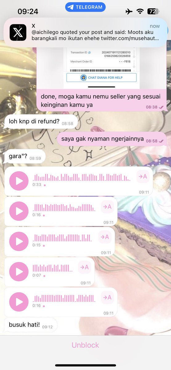 musehaute's tweet photo. berawal dari nolak ngerjain orderan dia, berakhir kena teror satu komplotannya sampe ngatain begitu. capek loh jadi seller yang udah menyediakan SnK untuk dibaca, tapi malah dianggurin. aku dah kasih tau baca tnc, tapi masih ditanya hal yang sama, padahal dia udah jawab “okei”. https://t.co/47pdQ89I8J