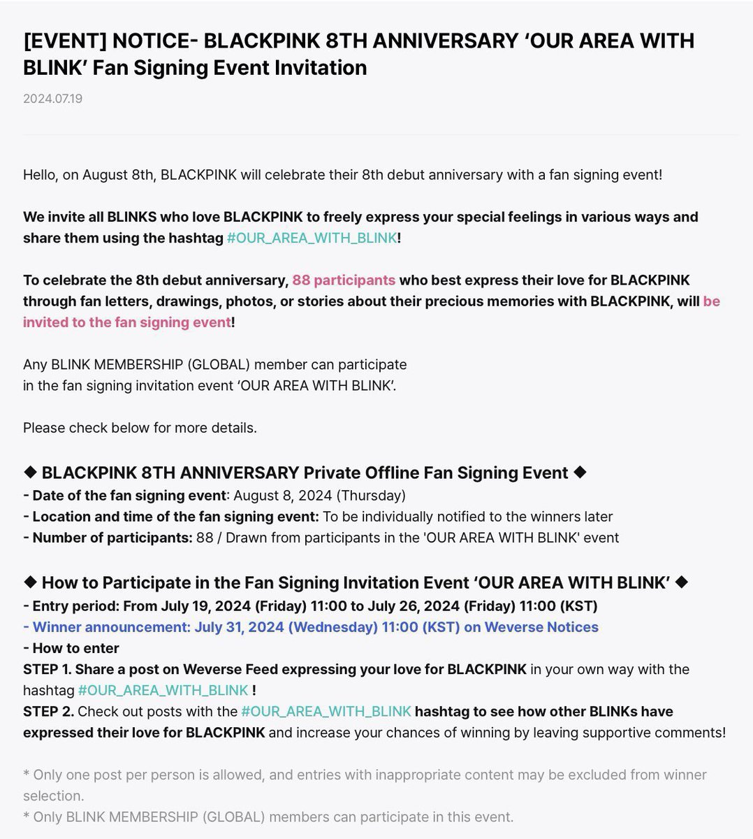 allurequinn's tweet photo. 🚨BLACKPINK will reunite to host an anniversary fan signing event with 88 fans on august 8, 2024.

this will mark their first appearance as a group since november 21, 2023. https://t.co/a0O1Fc23gf