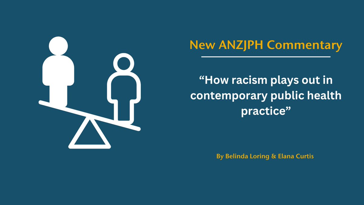 NEW COMMENTARY: <a href="/Bjloring/">Belinda Loring</a> &amp; <a href="/Elana_Curtis/">Taipapaki</a> describe the ways that racism is perpetuated in every day public health practice in Aotearoa, in a hope to encourage professionals to reflect &amp; improve to make make practice more anti-racist, effective &amp; equitable. doi.org/10.1016/j.anzj…