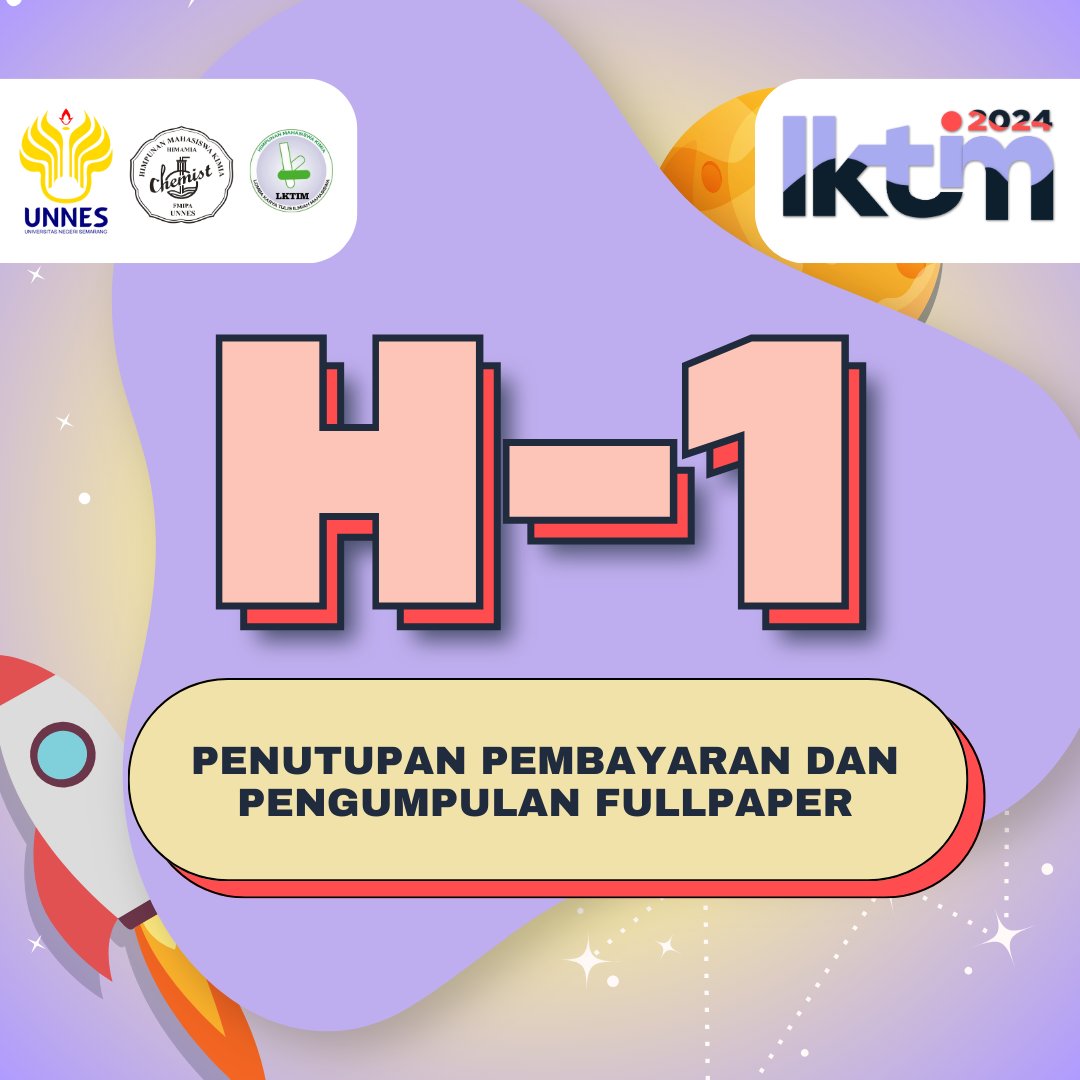 lktim_unnes's tweet photo. ❗[INFORMASI]❗

⚠️Penutupan Pembayaran dan Pengumpulan Fullpaper Gelombang 2⚠️

Hai, Writers Generation🙌🏻

Yuk, bagi kalian yang belum mengumpulkan, dapat segera mengirimkan fullpaper tim kalian ke website LKTIM 2024 ya! Jangan sampai kelewatan ya😊 https://t.co/U0gSB0WhaD