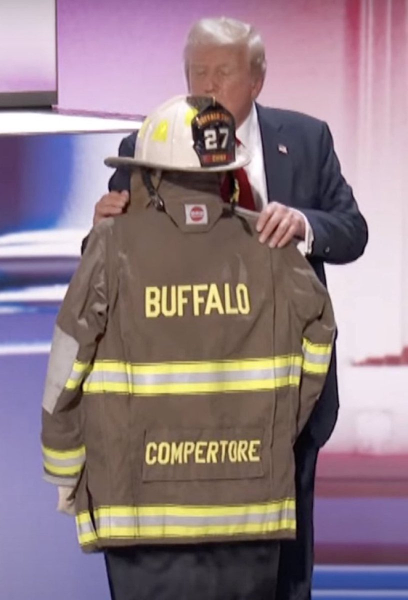 Biden won’t even say the names of the Afghanistan 13

Trump brings the fire helmet and jacket of Corey Comperatore onstage and honors him