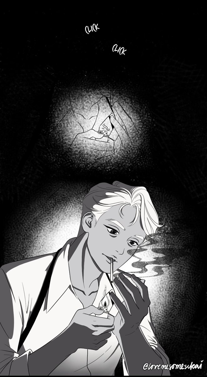 balladofEXO's tweet photo. Day Five: art work submitted by the lovely @lovemesomesekai 
✭ In a world where being each other’s downfall is the only promise we can afford, it will be you, and only you, who witnesses my final breath— https://t.co/Yuo1zE137z