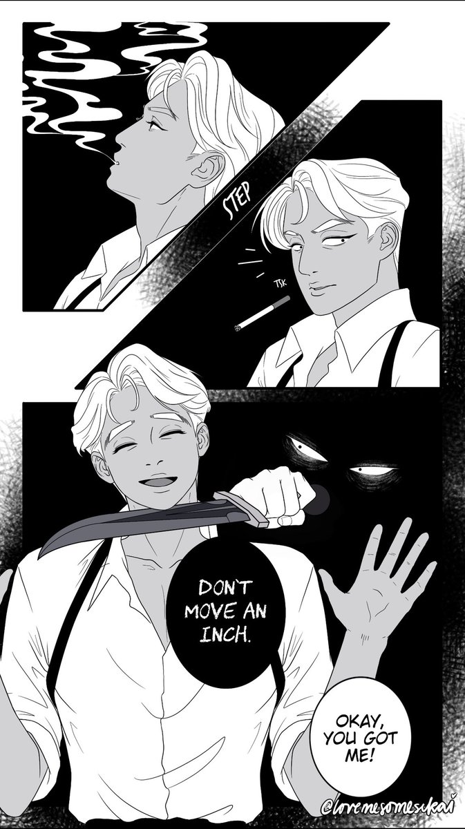 balladofEXO's tweet photo. Day Five: art work submitted by the lovely @lovemesomesekai 
✭ In a world where being each other’s downfall is the only promise we can afford, it will be you, and only you, who witnesses my final breath— https://t.co/Yuo1zE137z