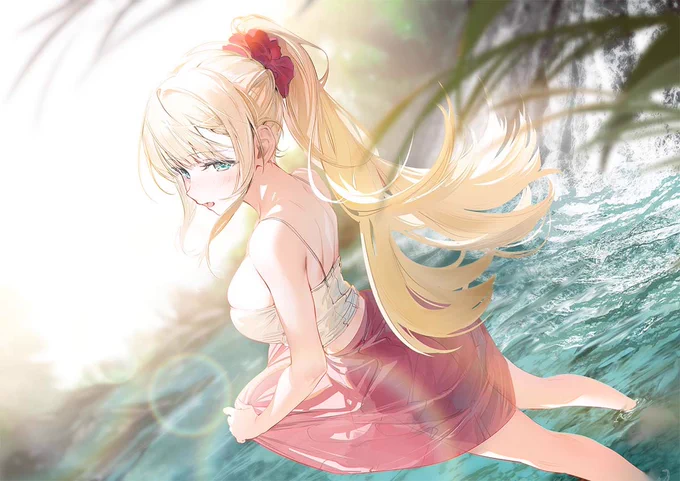 最近、暑い日が続きますね…! 気分だけでも涼しくなっていただければということで水辺のシャルをお届け。  #水遊び #たんもし