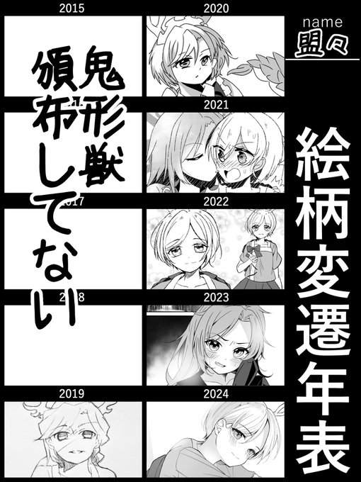 絵柄変遷年表〜八千慧モノクロver (一部代理)〜 