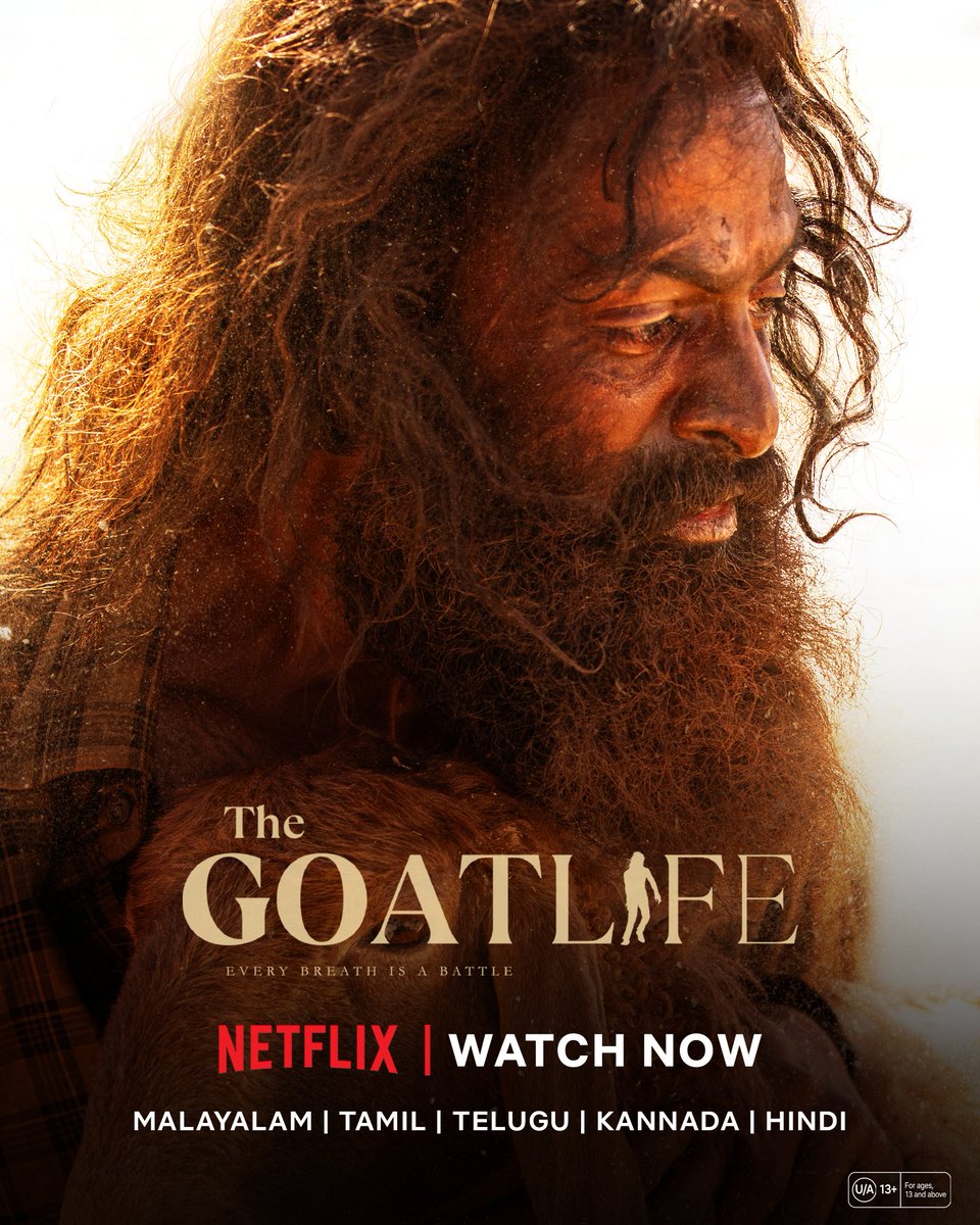 OTTSandeep's tweet photo. Malayalam film #Aadujeevitham is now streaming on Netflix.

Also in Tel, Tam, Kan, Hin. https://t.co/nlvlZUIUAy