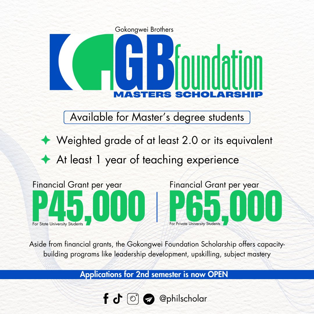 PhilScholar's tweet photo. CALLING FOR ALL MASTER'S STUDENTS📷

Application form: https://t.co/IAmTiIEB2L

This might be your key to ease your financial burden📷

Consider following our socials
FB: https://t.co/Ye2IKHXvpL
IG: https://t.co/FcCCoPTvdL
TG: https://t.co/Pmo0nurAQ8 https://t.co/Cee9wwKY1H