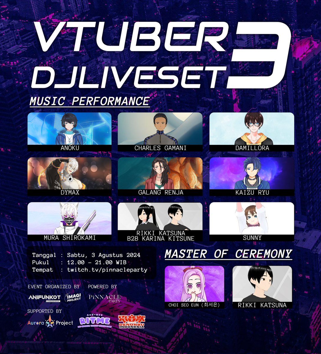 imagistaff's tweet photo. VTUBER DJ LIVESET IS BACK!!!
Get ready to dance and vibe!
@AniFunkot https://t.co/eWZu1OOmiR