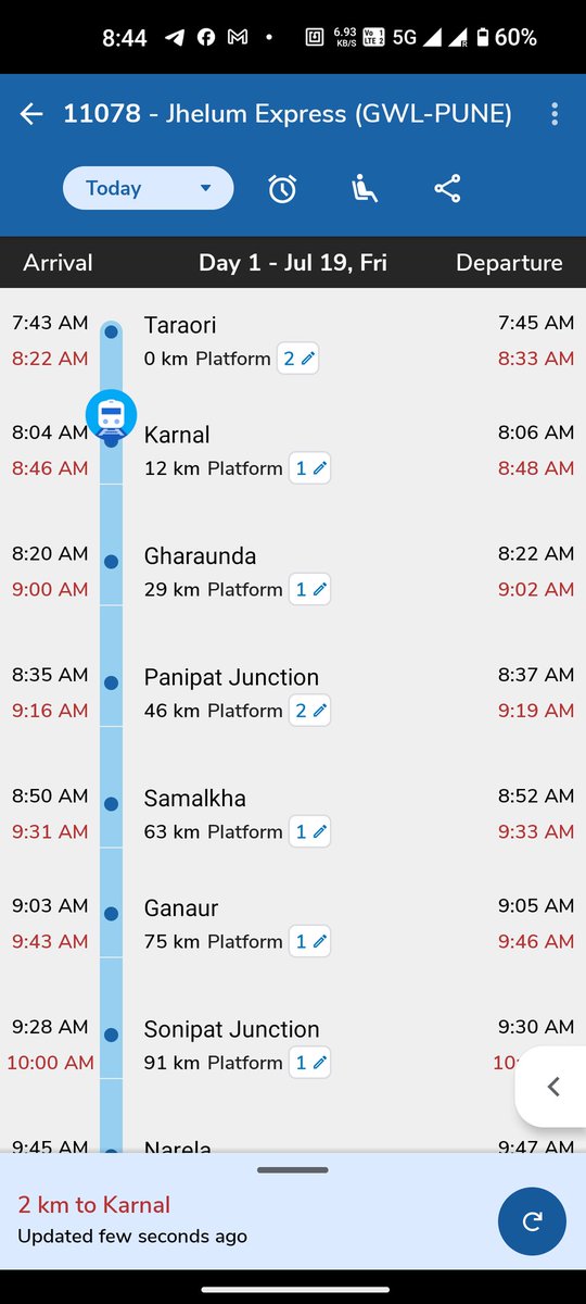 sandy_rgpv's tweet photo. @AshwiniVaishnaw @IndianRailUsers @indianrail what is happening with the trail 11078/11077, why this train is always late. If you are not able to manage the train traffic, please stop such trains. You are wasting the time of people, train is always late.@RailMinIndia @RailMadad https://t.co/DcPQNfP6dI