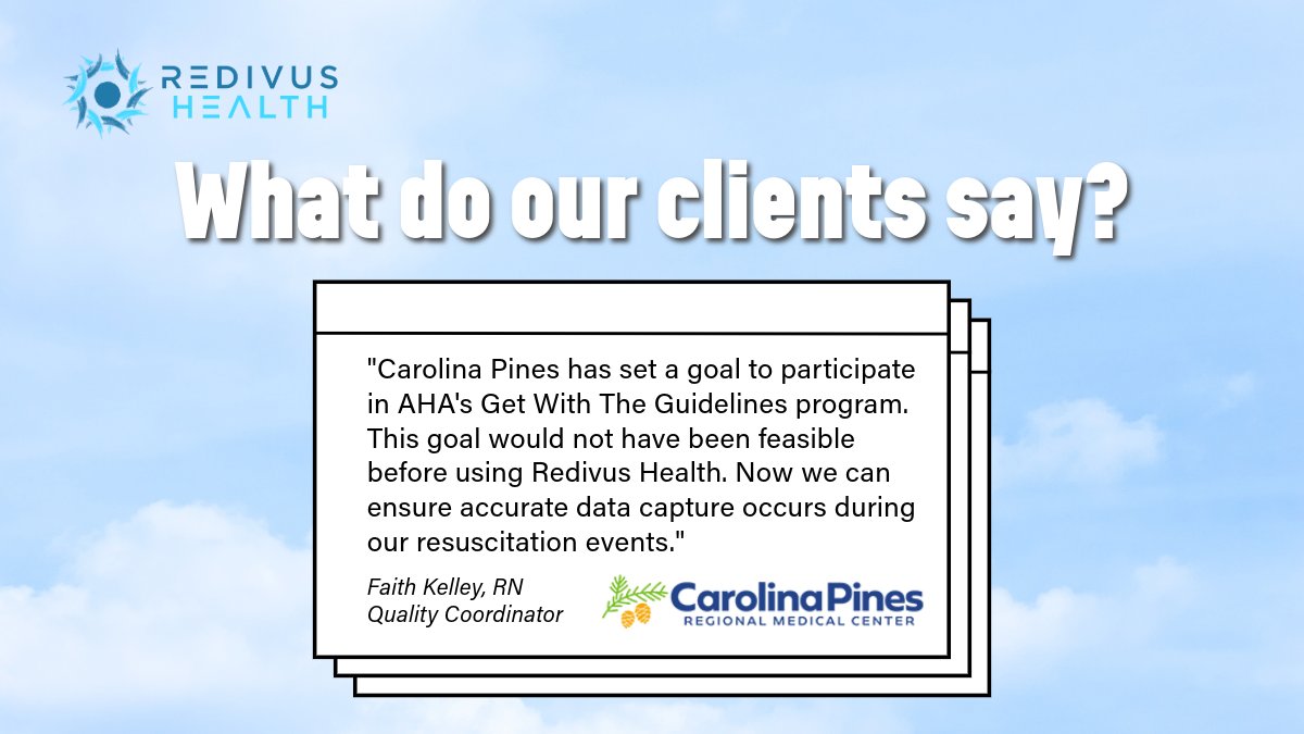 RedivusHealth's tweet photo. Accurate data capture during #resuscitation events opens the doors to quality improvements for our clients.
Learn how we can help your hospital: https://t.co/V4f1H5ai3m
#clientquote #codebluedocumentation #cardiacarrest @American_Heart #getwiththeguidelines https://t.co/BX6SG05ycu