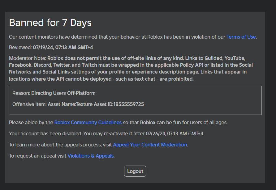 ghostydontsolo's tweet photo. ok im genuinely so sick of this system can a real human please look at the texture and review it??? i sent two appeals and they both got rejected not even a MINUTE later

 i literally cant do work for a week and am actively losing money
#roblox #robloxdev https://t.co/1QcAWXteUD