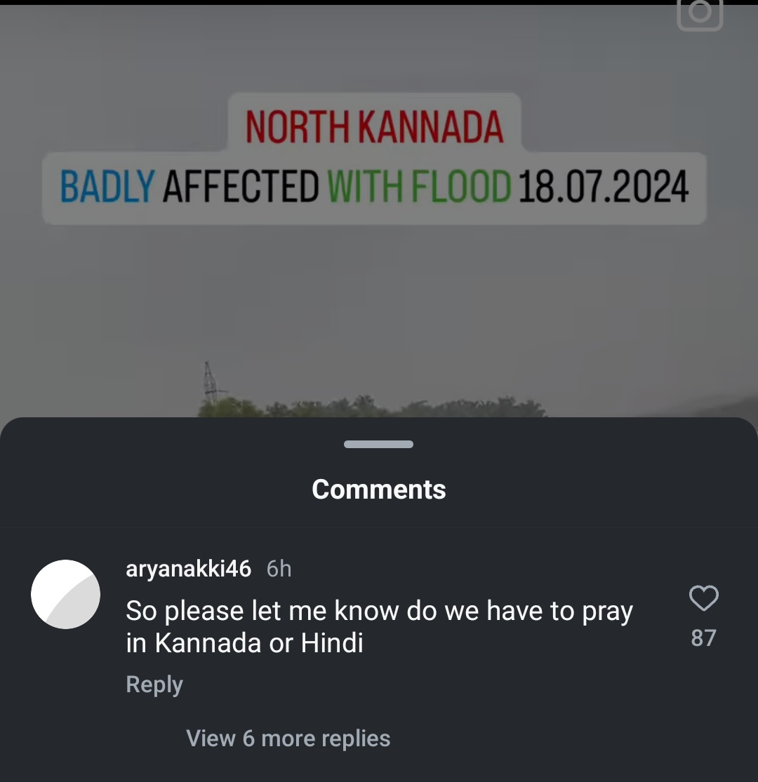 Ggk_here_'s tweet photo. This is Hindi guy how he reacts to post related to uttarakannada flood.. Then this guys says be Indian.. https://t.co/z7vdcE943S