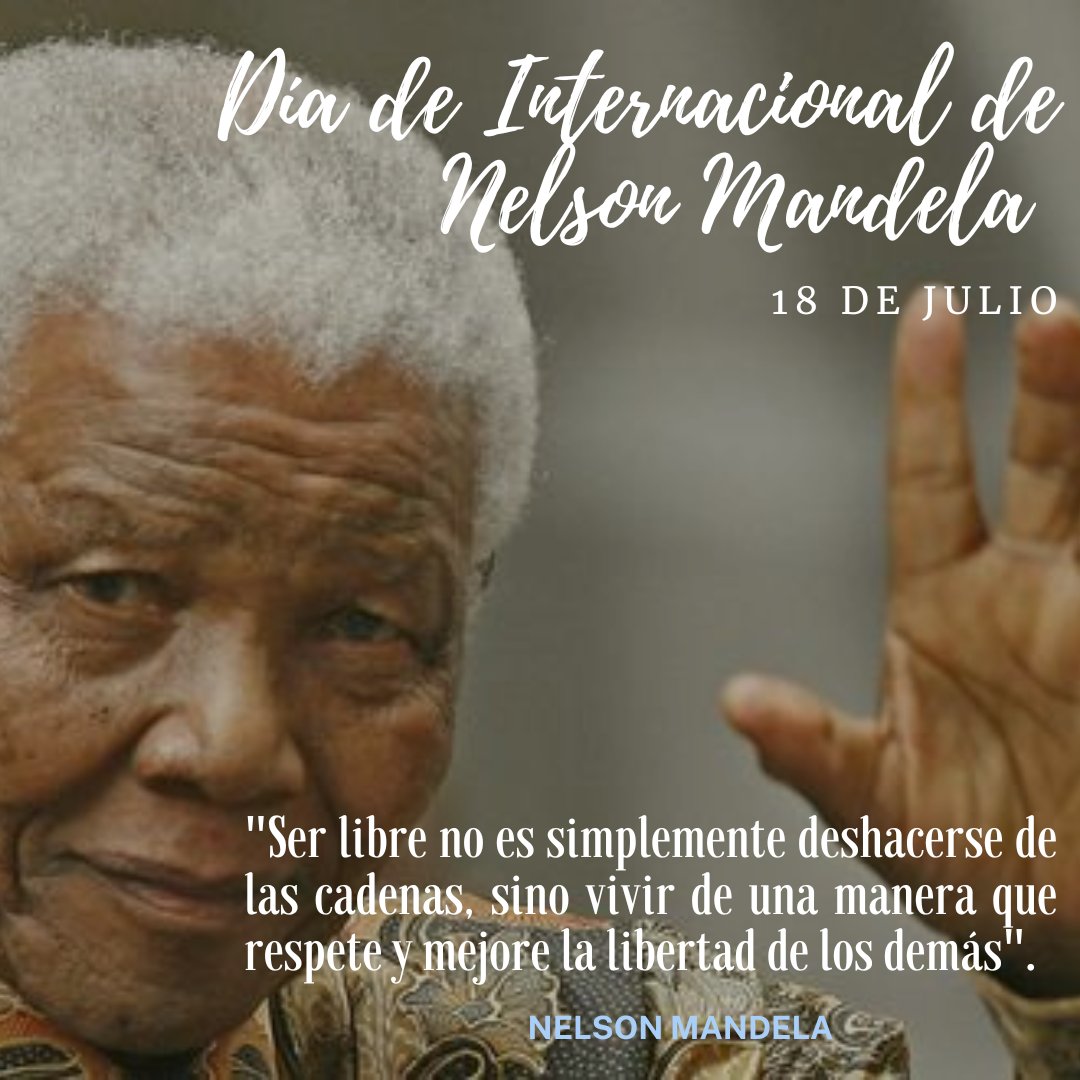BiojobL's tweet image. ¿Qué es el Día de Nelson Mandela?

El 18 de julio de cada año, día del nacimiento de Nelson Mandela, la ONU invita a las personas de todo el mundo a celebrar este día, contribuyendo con pequeñas cosas en sus propias comunidades.

#díainternacionaldenelsonmandela