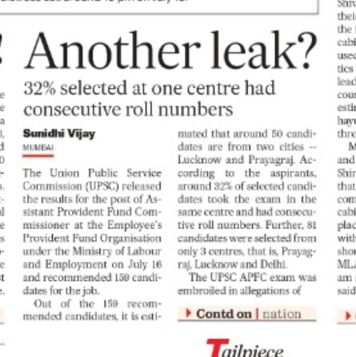 Atul1719942's tweet photo. Thanks @fpjindia for showing the spine. Hope godi media will follow too. Shame on UPSC and @socialepfo.
Hey @socialepfo just ask the selected candidates any question that was asked in the exam, they won't be able to solve even one.
#apfcpaperleak #APFCresult #UPSCscam @INCIndia https://t.co/z4whVTnwdC
