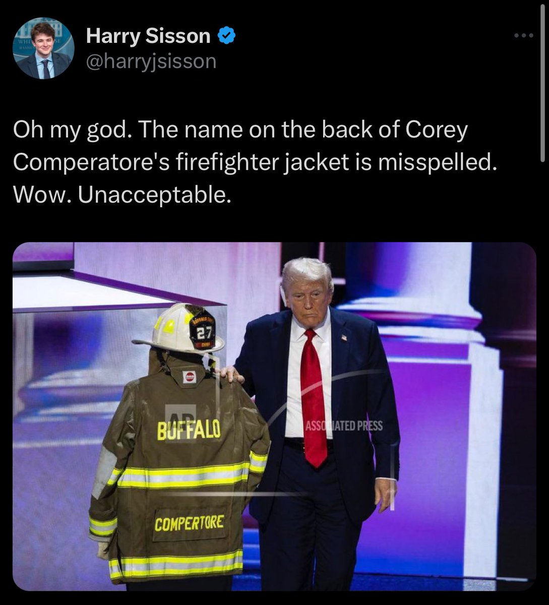 SarahisCensored's tweet photo. This is his ACTUAL uniform from the fire department. 

But good job disrespecting him and his family, Harry. https://t.co/Ts2G9YPa8b