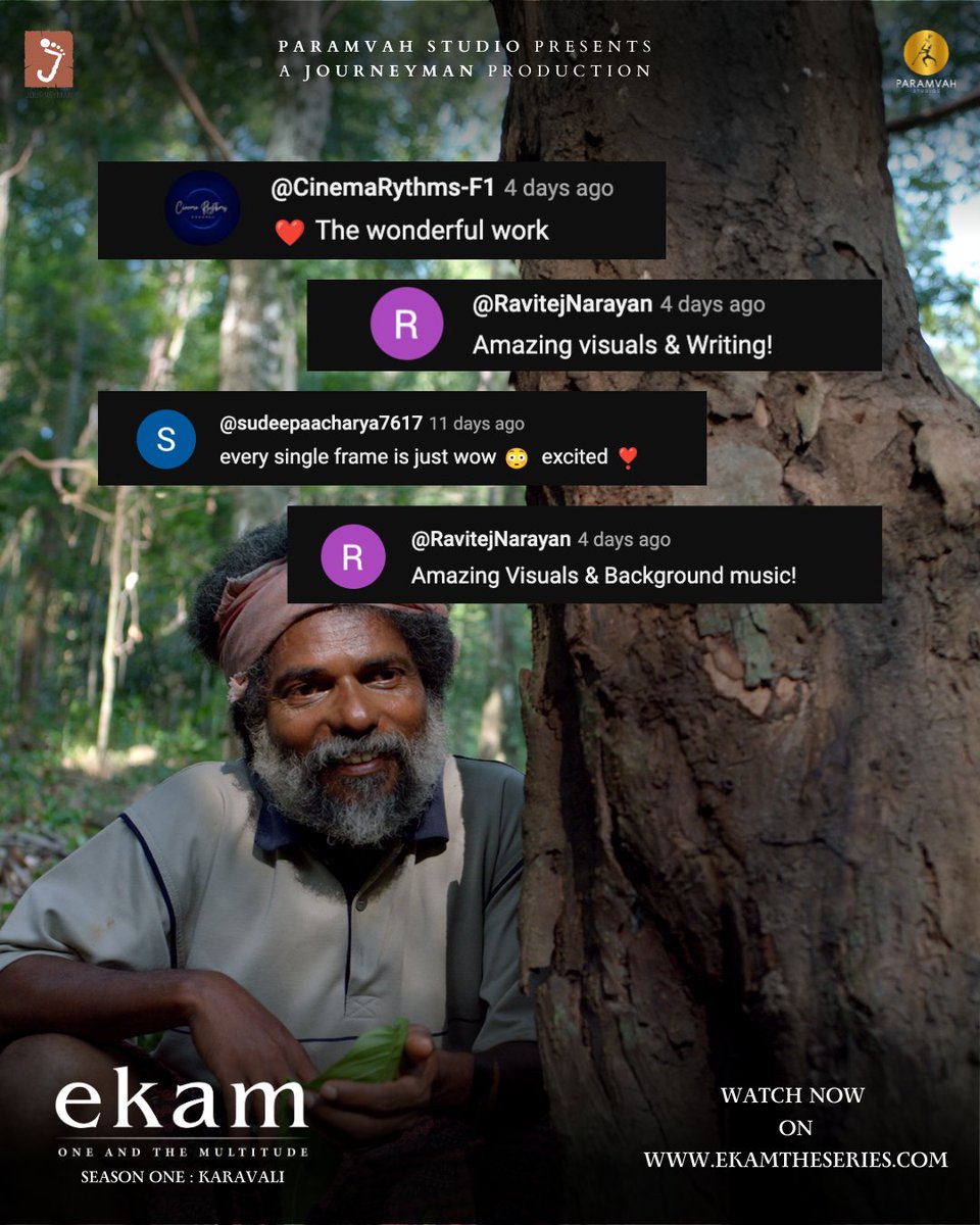 The #reviews are in and we are #overwhelmed by the #love and #appreciation you've shown for #EKAM!  Thank you for all the fantastic reviews!
#NowStreaming on ekamtheseries.com
<a href="/ParamvahStudios/">Paramvah Studios</a> <a href="/worldofekam/">Ekam One And The Multitude</a> <a href="/rakshitshetty/">Rakshit Shetty</a>
#SumanthBhat <a href="/sandeep_ps5/">Sandeep P S</a> <a href="/AaronMac05/">Aaron Ajith</a>