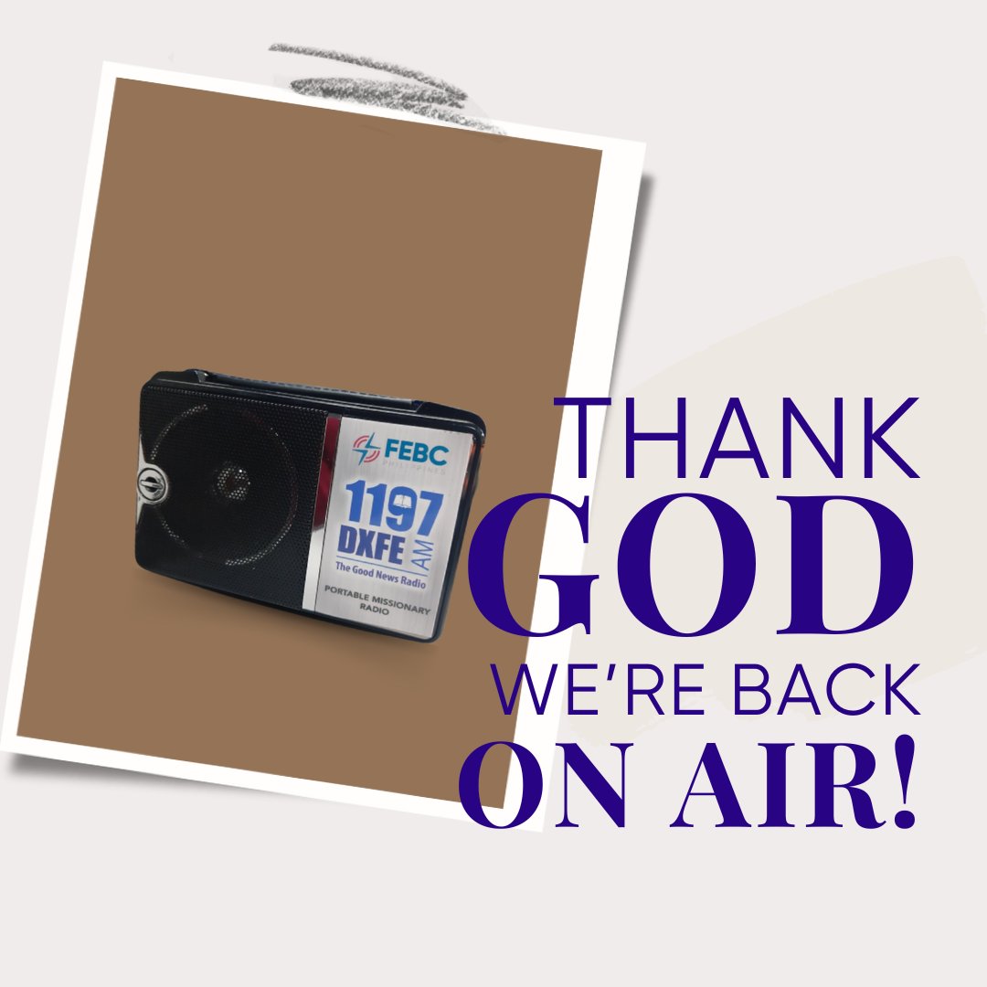 DXFE1197's tweet photo. We are back!
Thank you Lord and thank you ka-DXFE!
To God be the glory! https://t.co/qkYWvQgbzj