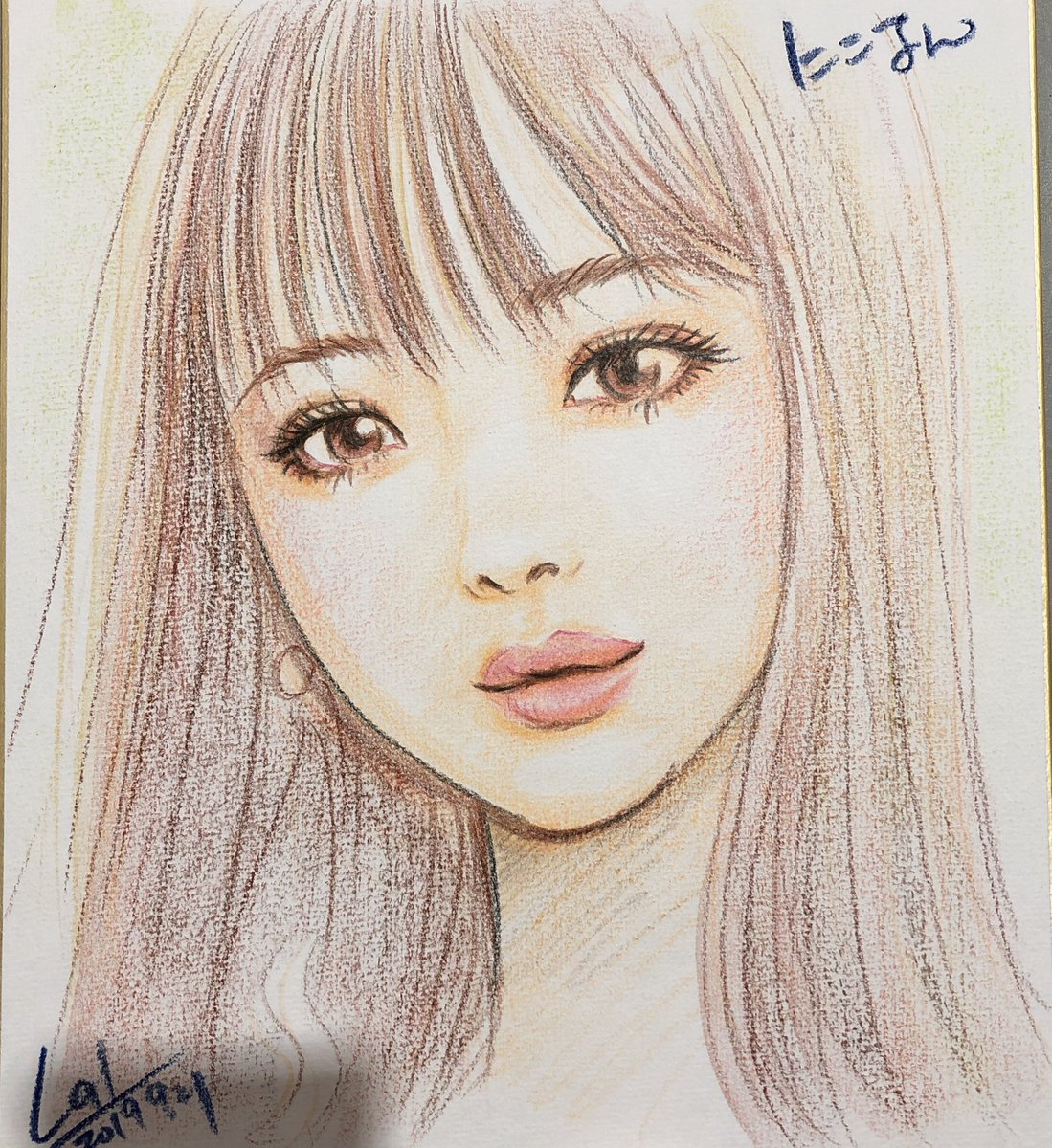 itohlal's tweet image. イベント似顔絵サンプル
色紙、ダーマト、クーピーペンシル