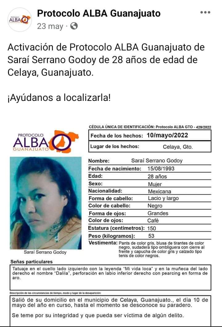 #TeBuscamos #SaraiSerranoGodoy 
Agradeceré sus #RtsSolidarios <a href="/violetamg10078/">🌸 Violeta 🌸💜</a> <a href="/guanajuato_luna/">Luna Guanajuato</a> <a href="/AmberAlertaNoOf/">XxX porn hub 👺</a> <a href="/AngelaCedeno_PI/">Missing Angels Org</a> <a href="/Drago237/">Drago Tsuji</a> <a href="/MayeyaMota/">AlmaMotaM. #GuarderiaABC y #StopChildSexualAbuse</a> <a href="/LupitaRivera453/">LupitaObradorista</a> <a href="/SeleneA50115504/">Selene Alvarez</a> <a href="/Artemio32859801/">Artemio Hernandez</a> <a href="/AmberAlertaNoOf/">XxX porn hub 👺</a> <a href="/armandolopezFeD/">Armando Lopez</a> <a href="/pedorocas/">Luis Armando SV</a> <a href="/canibalmugroso/">Armadillos Rastreadores México Formadores de Paz</a> <a href="/CeliaAcuaMoren1/">Celia Acuña Moreno</a>