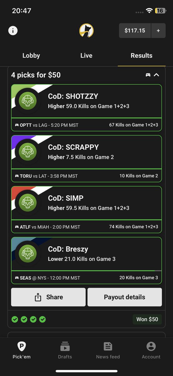 Yo_Boi_Patty's tweet photo. @scump @PrizePicksGG Shout @scump for the free money! Riding with you boys all weekend long. #GreenWall https://t.co/OYBeOvXPDO