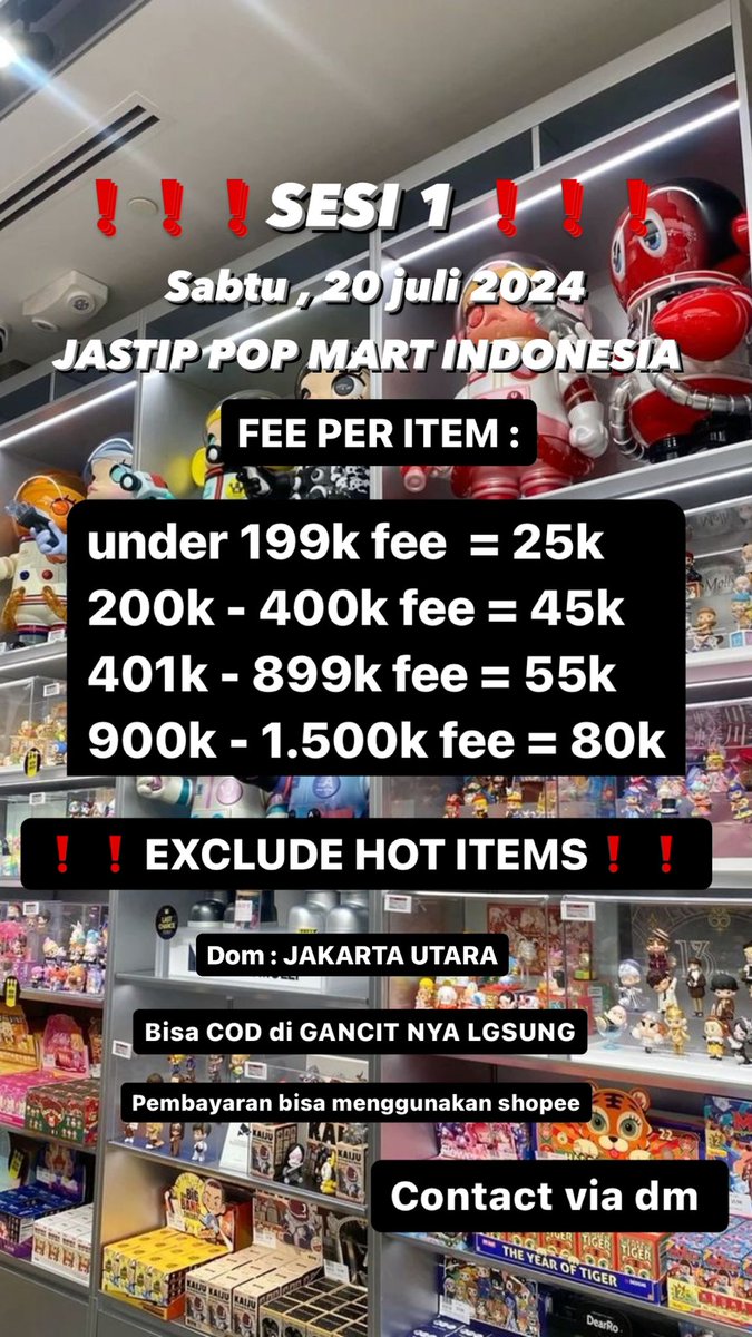 prplezyy's tweet photo. OPENN JASTIP POP MART INDONESIA 

SABTU , 20 JULI 2024 

❗️❗️ SESI 1 ❗️❗️

chat via dm https://t.co/qDkaN9yPo6