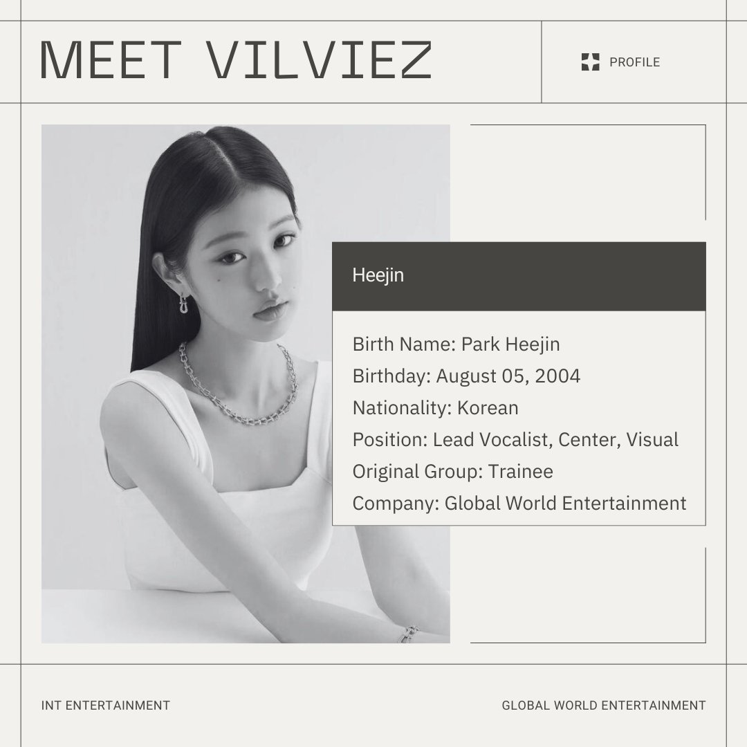 NOVAent_OFC's tweet photo. VILVIEZ (레볼라) - Profile 
「HEEJIN」

Park Heejin (박희진)
Lead Vocalist, Center, Visual 
2004.08.05
•Global World Entertainment 

#VILVIEZ #빌비에즈 #HEEJIN #박희진 https://t.co/oifi8QylLZ
