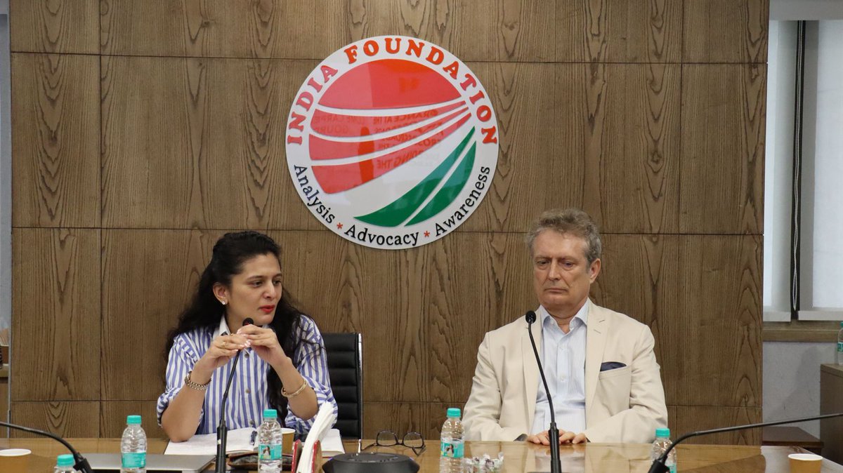 indfoundation's tweet photo. India Foundation organised a roundtable discussion on 'France at the Crossroads: Decoding the Elections' on July 17, 2024. The session was addressed by Mr @ComeCarpentier, Distinguished Fellow, India Foundation, &amp; chaired by Ms @ramindesai, Distinguished Fellow, India Foundation. https://t.co/VPUzYfKO3q