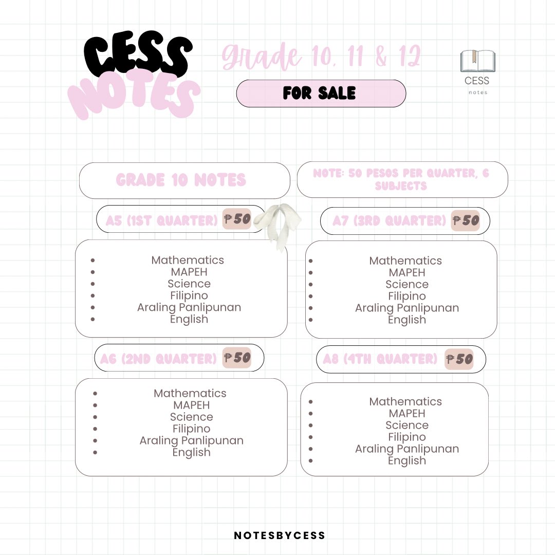 0813kartt's tweet photo. wts lfb ph 

☻ grade 10 &amp; SHS notes for sale❕️
⤷ ₱50 each bundle!

- payments first policy 
- mop: gcash
- shared via gmail / gdrive
- no refunds

dm if interested ! 💌

t. shs g11 grade 11 stem humss abm gas notes g10 g12 grade 11 grade 12 #studytwtph #studytwt https://t.co/SIrN7pQKGi