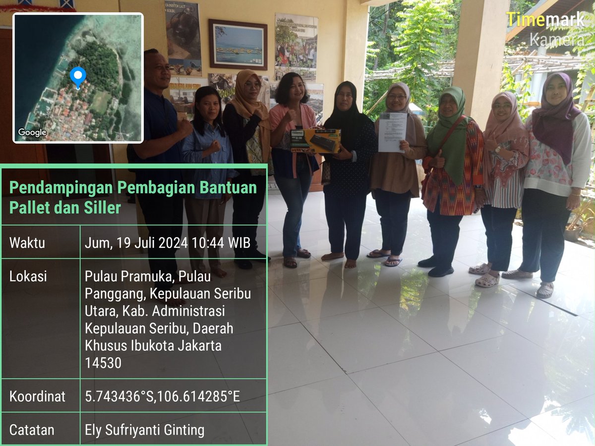 ElyGinting's tweet photo. Jumat (19/7/2024), Ely. S. Ginting, Luhkan Pulau Seribu, Pendampingan Pemberian bantuan Pallet dan Siller kepada Poklahsar  Pantura dan Pantai Selatan Pulau Panggang
#GuhkanSatminkalBogor #Aktivitas #PPBPulauSeribu
@bppsdm_kp
@puslatluhkp
@brpbatpp_bogor https://t.co/Wgm3VoPDCi