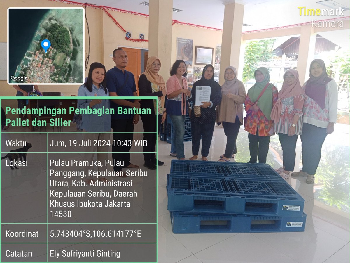 ElyGinting's tweet photo. Jumat (19/7/2024), Ely. S. Ginting, Luhkan Pulau Seribu, Pendampingan Pemberian bantuan Pallet dan Siller kepada Poklahsar  Pantura dan Pantai Selatan Pulau Panggang
#GuhkanSatminkalBogor #Aktivitas #PPBPulauSeribu
@bppsdm_kp
@puslatluhkp
@brpbatpp_bogor https://t.co/Wgm3VoPDCi
