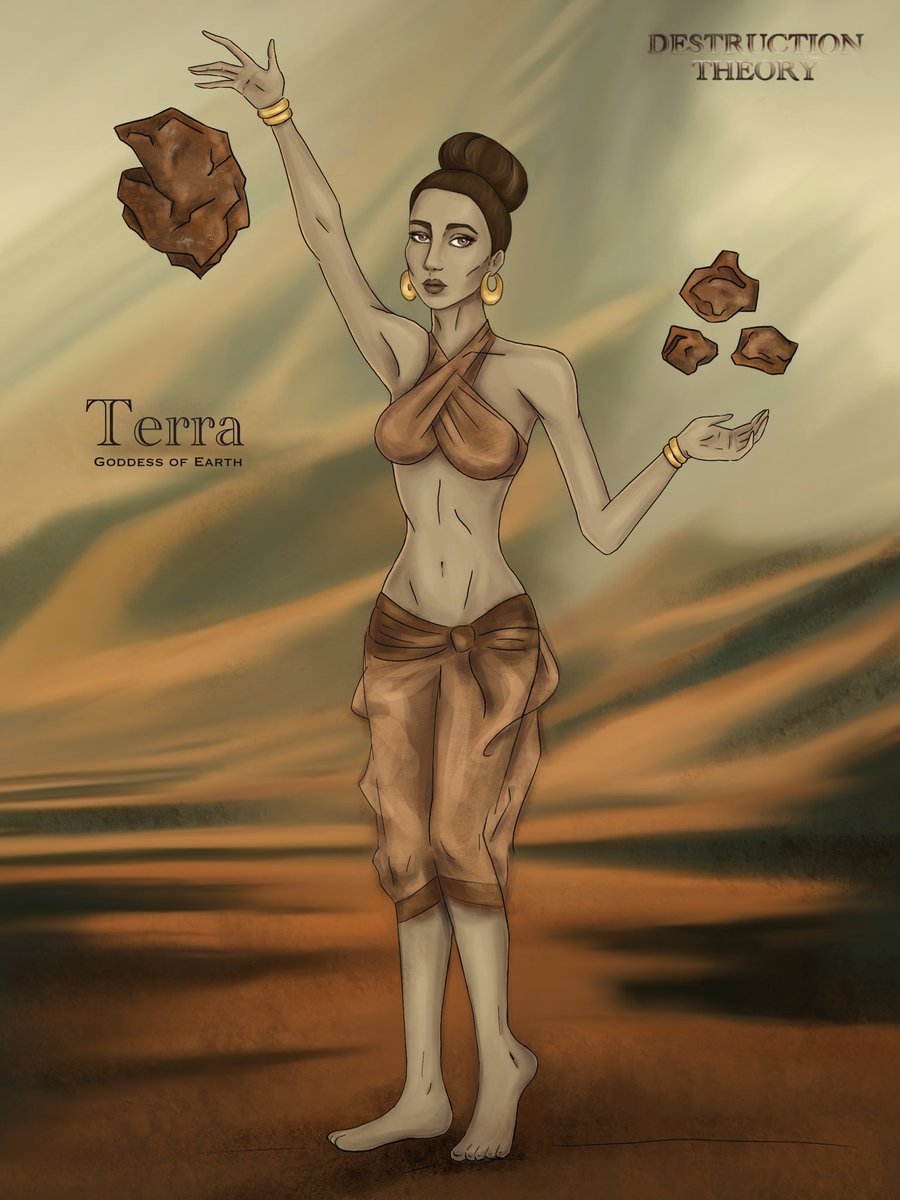 destruction_TH's tweet photo. Terra - Goddess of the earth element 🪨

The most calm element according to humanity beliefs. Prolific soils, rocky mountains, sultry deserts - people always felt comfortable, except the cases of ruinous earthquakes…

#destruction_theory #destructiontheory #DestructionTheoryOC https://t.co/6QDWU9wHh9