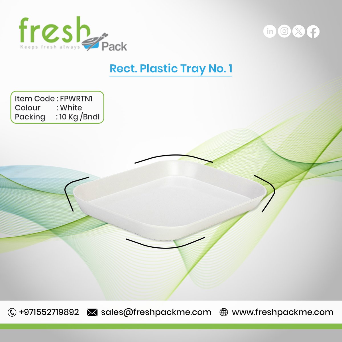 freshpackllc's tweet photo. "Discover the versatility of Rectangular Plastic Tray Perfect for organizing, serving, and storing in style! ♻️🍽️

.

.

For Details :

📞 +971555108780

🛒 https://t.co/QtgWWdjym5

.

.

.

.

#freshpack #fresh #pack #tableware #PlasticTray #OrganizeEffortlessly https://t.co/LceJntPwhb