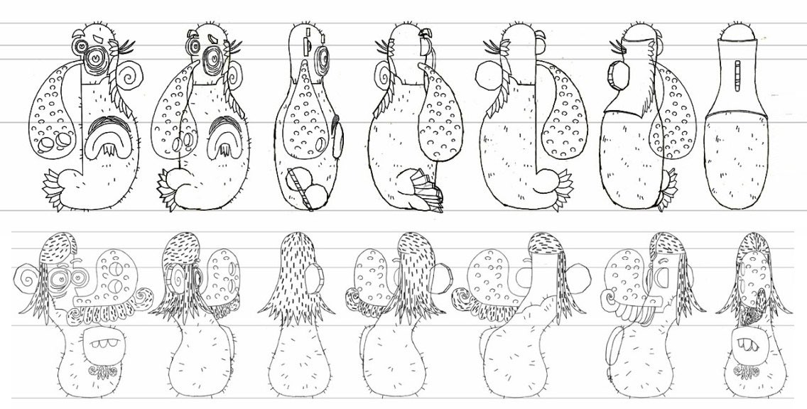 Cowardly soldiers from Book of Life. They were named after my favorite Spanish artists. From rough drunk doodle to final design. Exactly like the Teenage Mutant Ninja Turtles except they are Spanish...and not teenage, mutant, ninjas or turtles. And they were modeled to only be 
