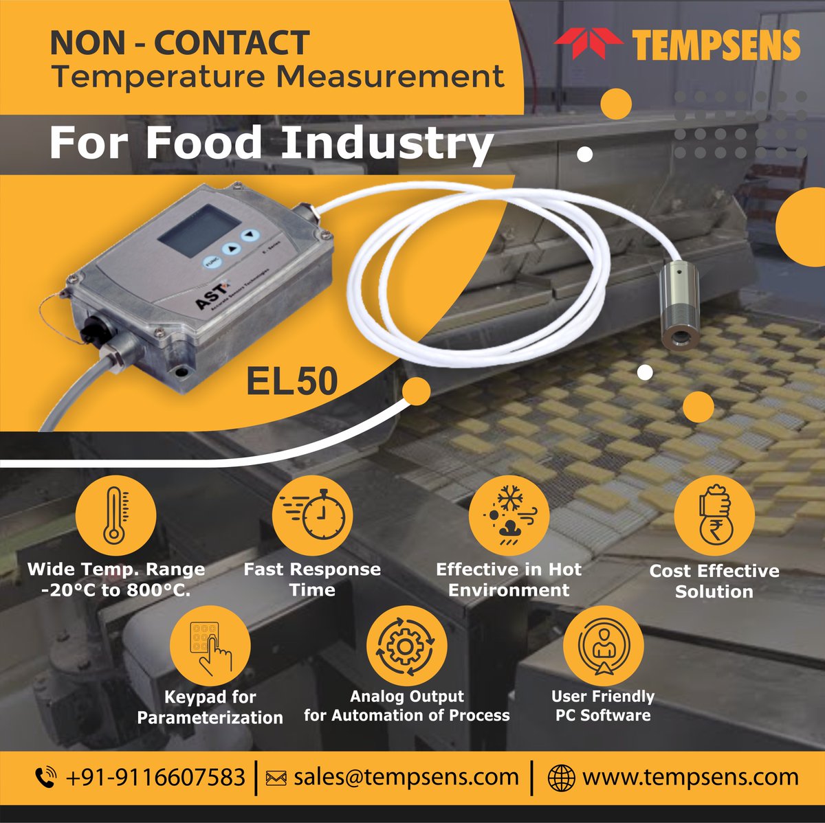 Tempsens's tweet photo. #EL50 is a digital pyrometer with extended sensing head in 4 wire technology for #noncontacttemperaturemeasurement between -20°C and 800°C.
Read: https://t.co/PQdZwpEqk4
Queries- sales@tempsens.com
#Tempsens #AST #Pyrometer #foodIndustry #baking #grilling https://t.co/euE4zfPIET