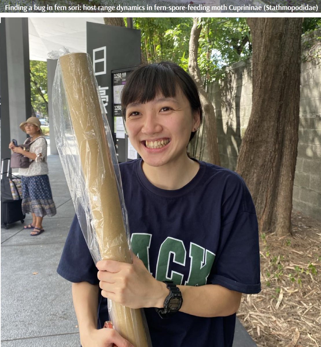KuoFernLab's tweet photo. #FernFriday Our lab member, Yu-Chia, is boarding her #ibc2024 poster! Will soon present her study about #fern -herbivores interactions in Madrid!
“Finding a bug in fern sori: host range dynamics in fern-spore-feeding moth Cuprininae (Stathmopodidae)” https://t.co/40qjNztm0n