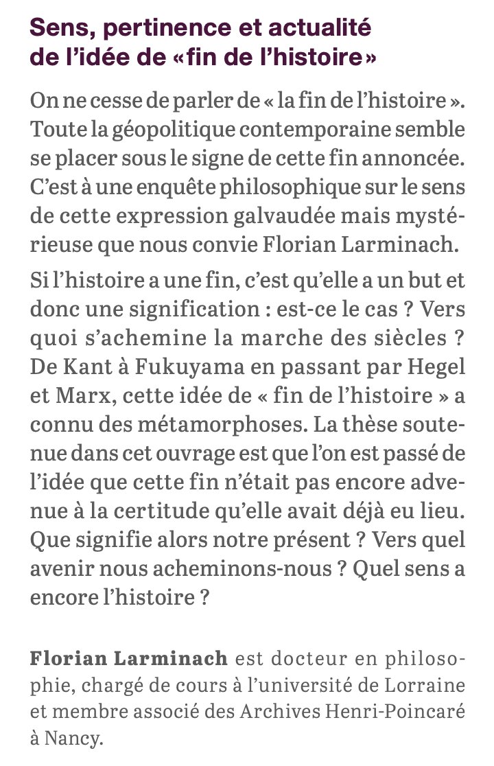 Florian Larminach - Histoire de « la fin de l’Histoire »

Une enquête philosophique

À paraître en octobre aux Puf