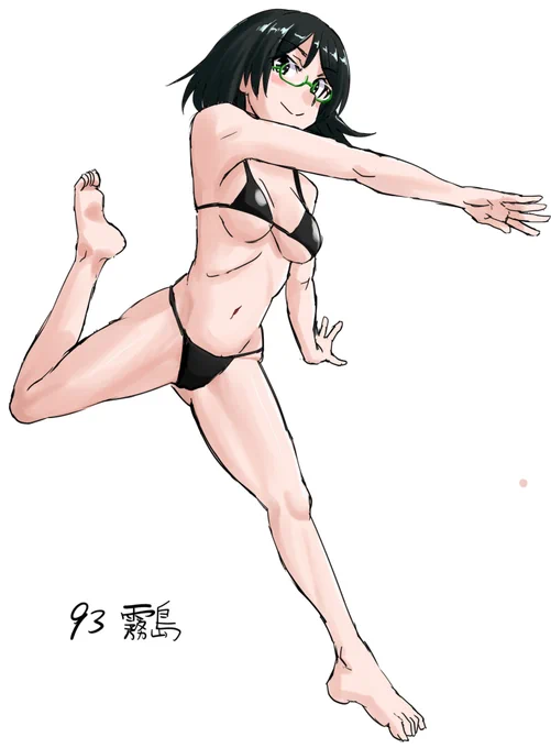 体を描く練習だからビキニ姿にせざるを得ない 93枚目  霧島。蹴るよー#艦これ #nktrビキニで練習 