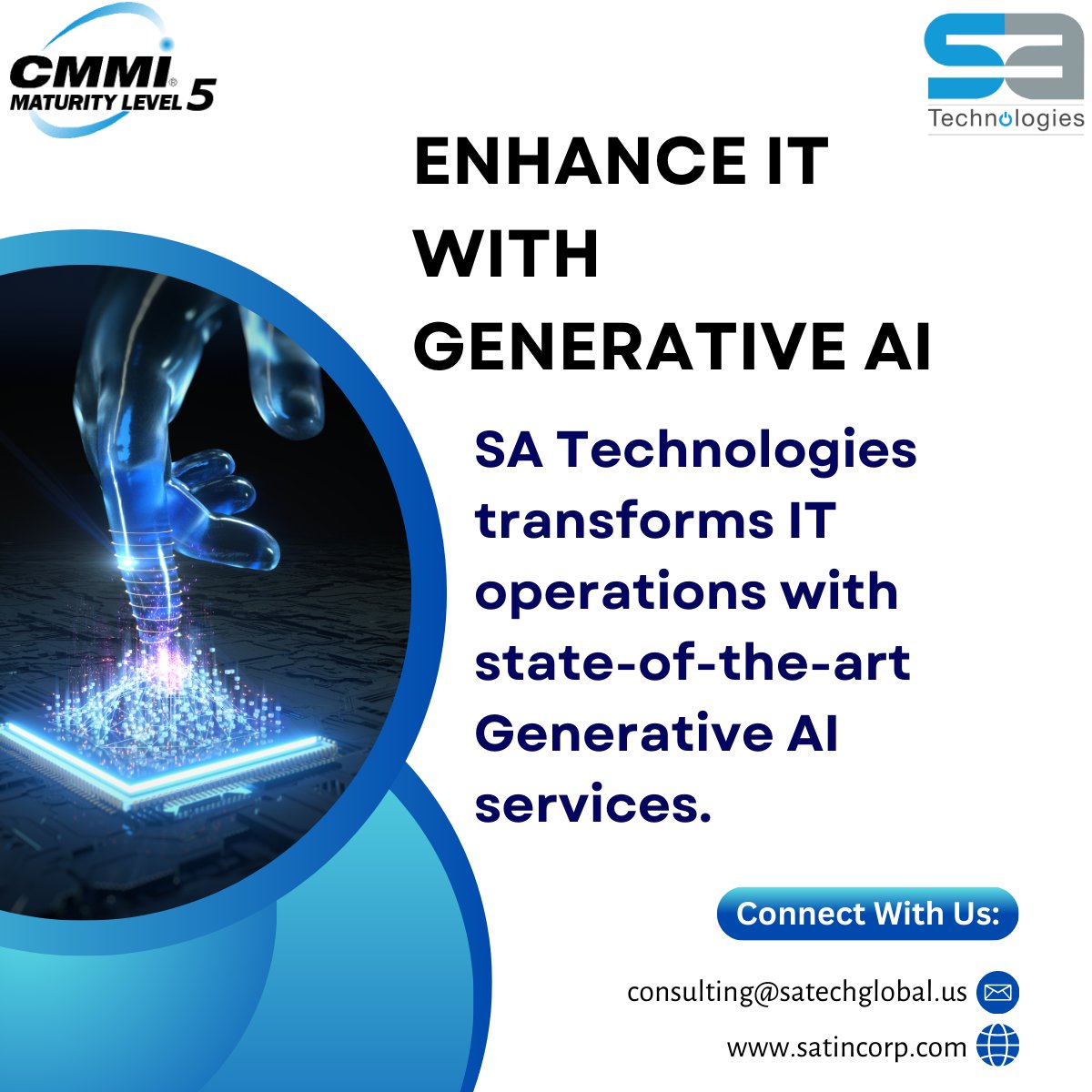 SatechGlobal's tweet image. Enhance IT with Generative AI 

SA Technologies transforms IT operations with state-of-the-art Generative AI services. Experience improved efficiency and innovation with our AI expertise.

connect with us:consulting@satincorp.com
 
#GenerativeAI #AITechnology #SATechnologies