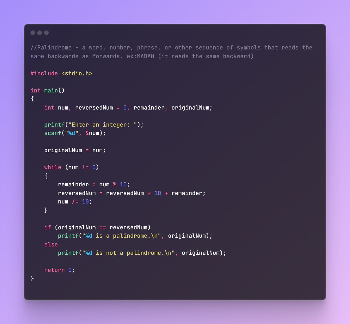 saransh_dutta's tweet image. Today’s coding question: Check whether a given number is a palindrome! 🔄✨ This one’s a classic and a must-try for every coder. Can you crack it? Let’s see your solutions in C! 🚀💻 #CodeLife #CodingQuestion #TeenTech #CLanguage