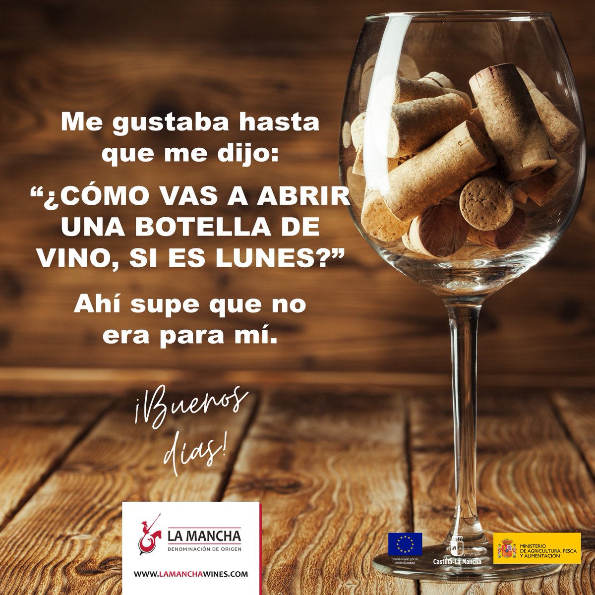 vinodelamancha's tweet photo. Me gustaba hasta que me dijo... "¿Cómo vas a a abrir una botella de vino, si es lunes?
.
Vamos a por la semana con un poco de buen humor 🤣🤣🤣
.
#vinodelamancha #DOLaMancha #vinoyhumor #winelover #HumordeLunes https://t.co/S0UNqEvSoa
