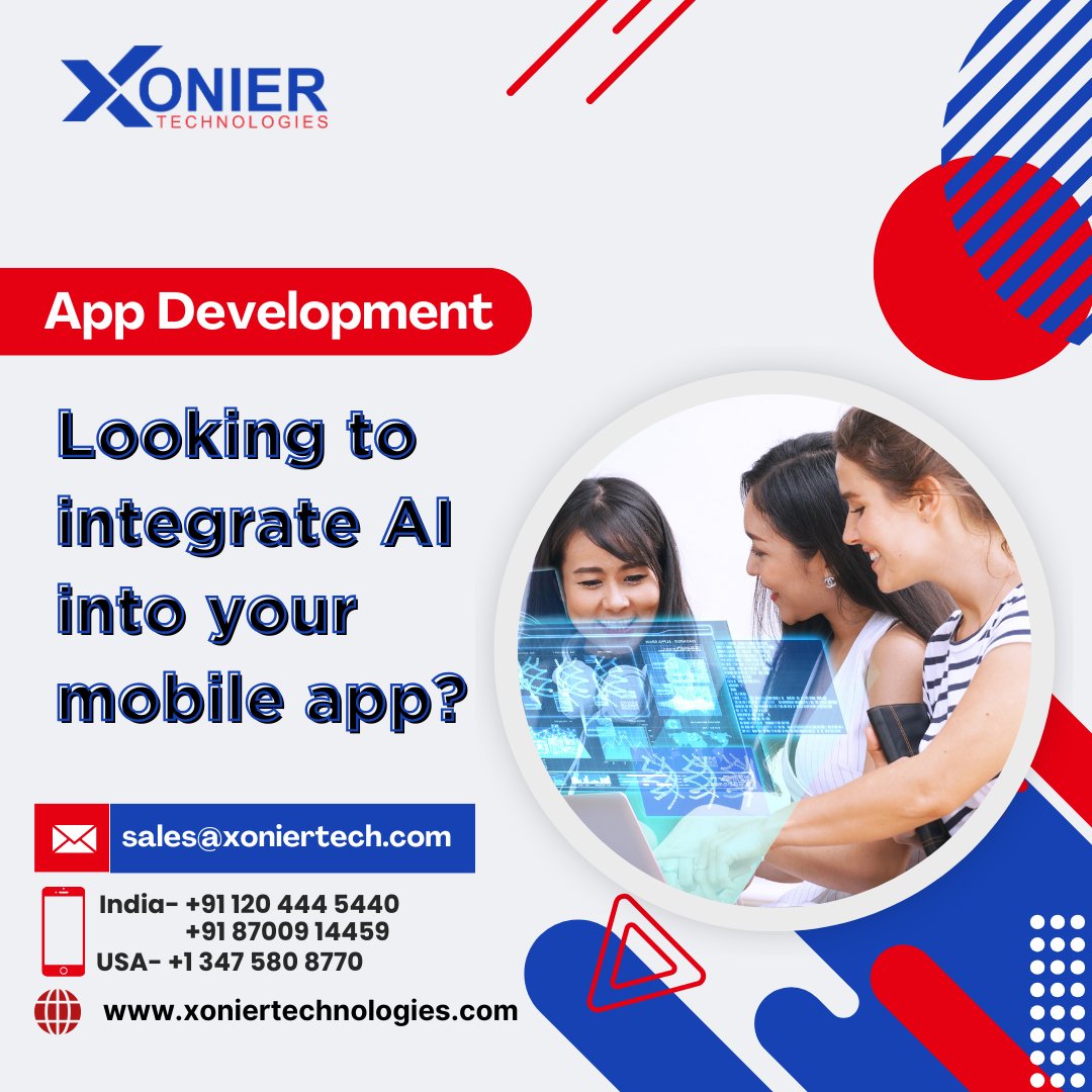 XoniertechInc's tweet photo. XonierTechnologies offers AI-powered solutions that enhance user interaction and personalization. Discover how our AI expertise can elevate your app's functionality.

#xoniertech #MobileAppDevelopment https://t.co/NTbUzBymGl