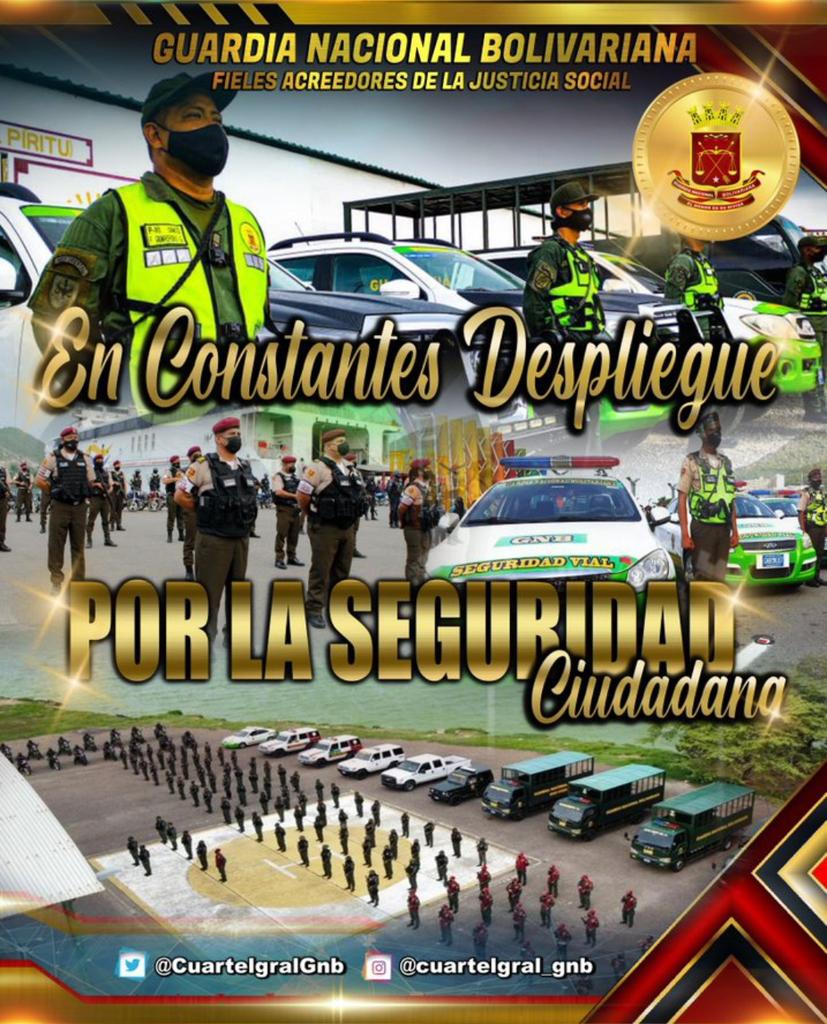 Nuestra Guardia Nacional Bolivariana nos mantenemos alerta para mantener la seguridad y la Paz de nuestro pueblo.