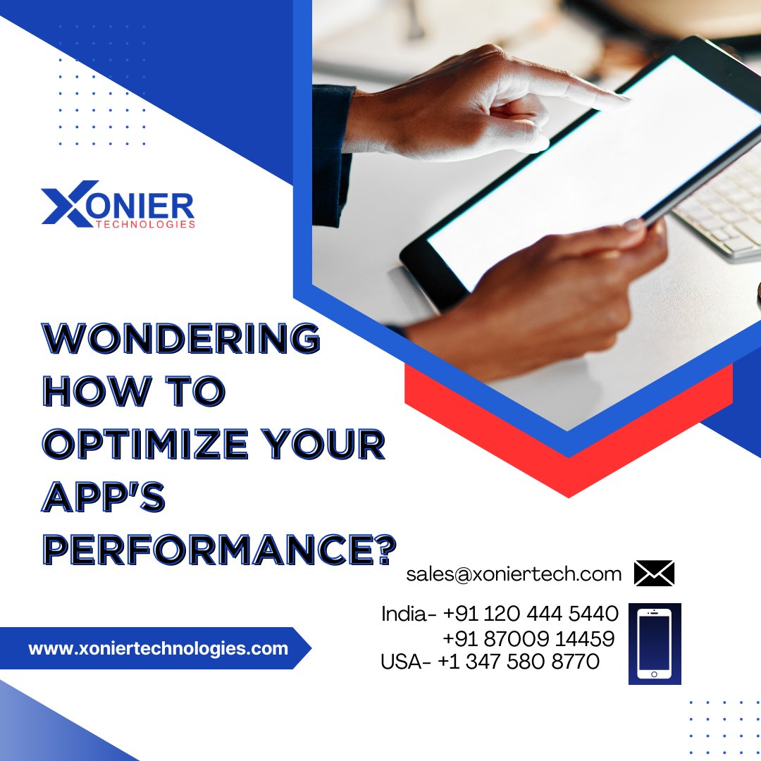 XoniertechInc's tweet photo. XonierTechnologies offers expert app optimization services, enhancing speed and responsiveness. Trust our developers to implement the latest techniques for better user engagement and retention. Reach out to us for a consultation tailored to your app's needs.
#xoniertech https://t.co/PUZ0xRs3Tv
